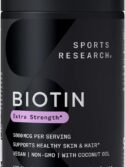 Sports Research Extra Strength Vegan Biotin (Vitamin B) Supplement