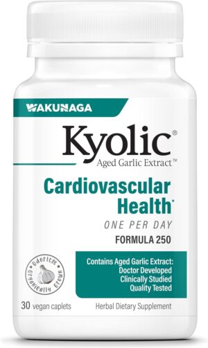 Kyolic Aged Garlic Extract Formula 250, Cardiovascular Health, One Per Day, 30 Vegan Capsules