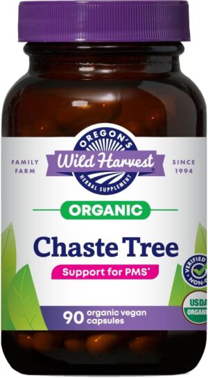 Oregon's Wild Harvest Non-GMO Chaste Tree Capsules Organic Herbal Supplements 90 Count