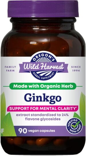 Oregon's Wild Harvest Non-GMO Ginkgo Certified Organic Capsules 90 Count