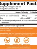 Doctor's Best Fully Active Folate with Quatrefolic 90 VC