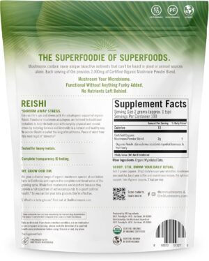 OM Mushroom Superfood Reishi Organic Mushroom Powder 7.05oz - Image 2